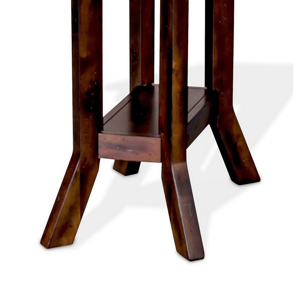 Benjara Odel Accent Chairside Table, Dark Brown Mahogany, Rectangular 25 Inch