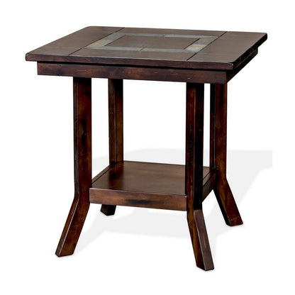 Benjara Odel Side End Table, 1 Shelf, Dark Brown Mahogany, Rectangular 25 Inch