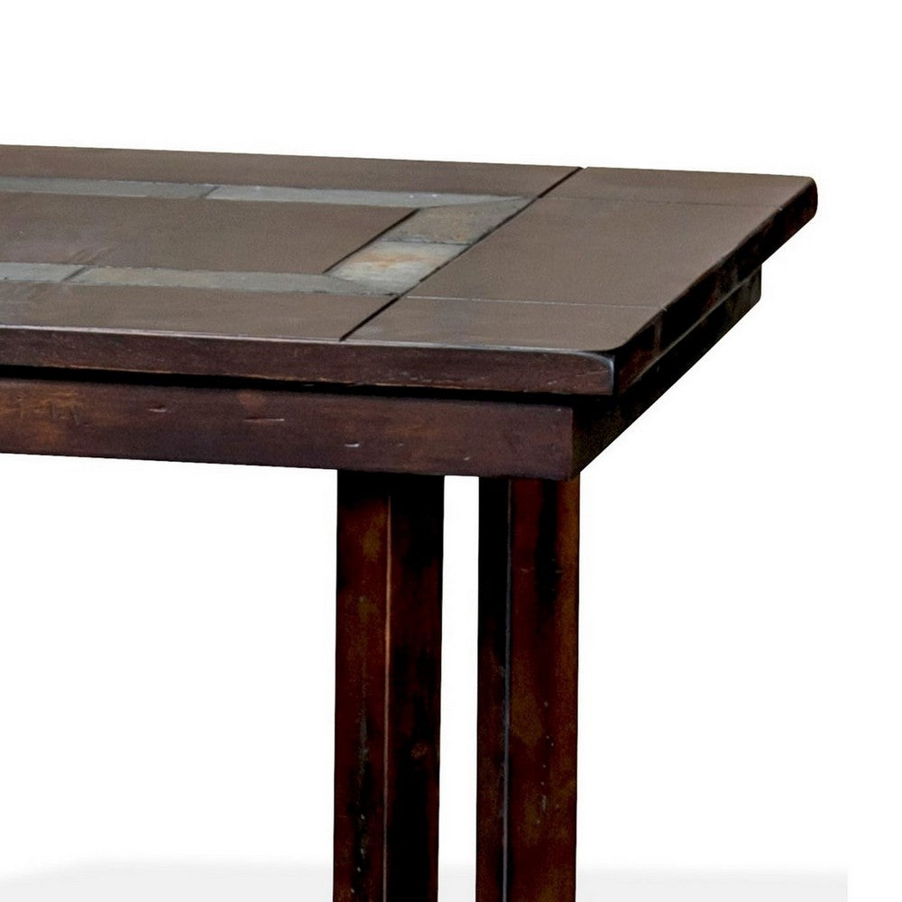Benjara Odel Side End Table, 1 Shelf, Dark Brown Mahogany, Rectangular 25 Inch