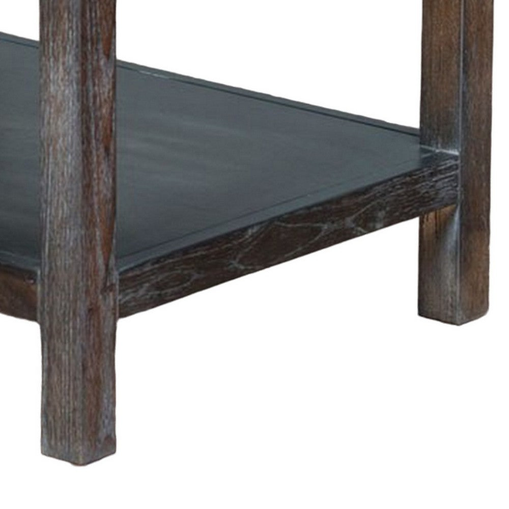 Benjara Nikay Side End Table, 1 Drawer, Shelf, Dark Brown Mindi Wood, 26 Inch
