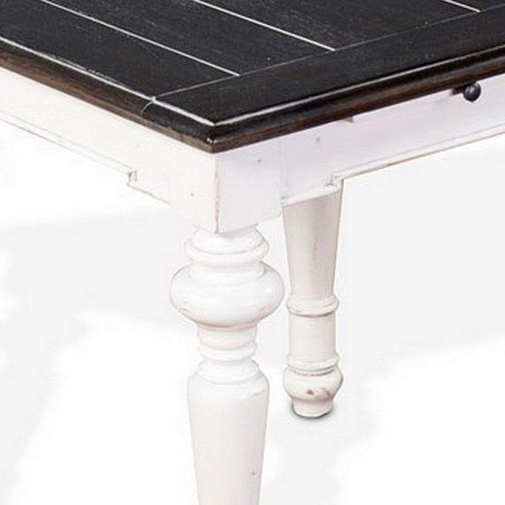 Benjara Kiyan End Table, 1 Drawer, Off White, Dark Brown Mahogany, 24 Inch