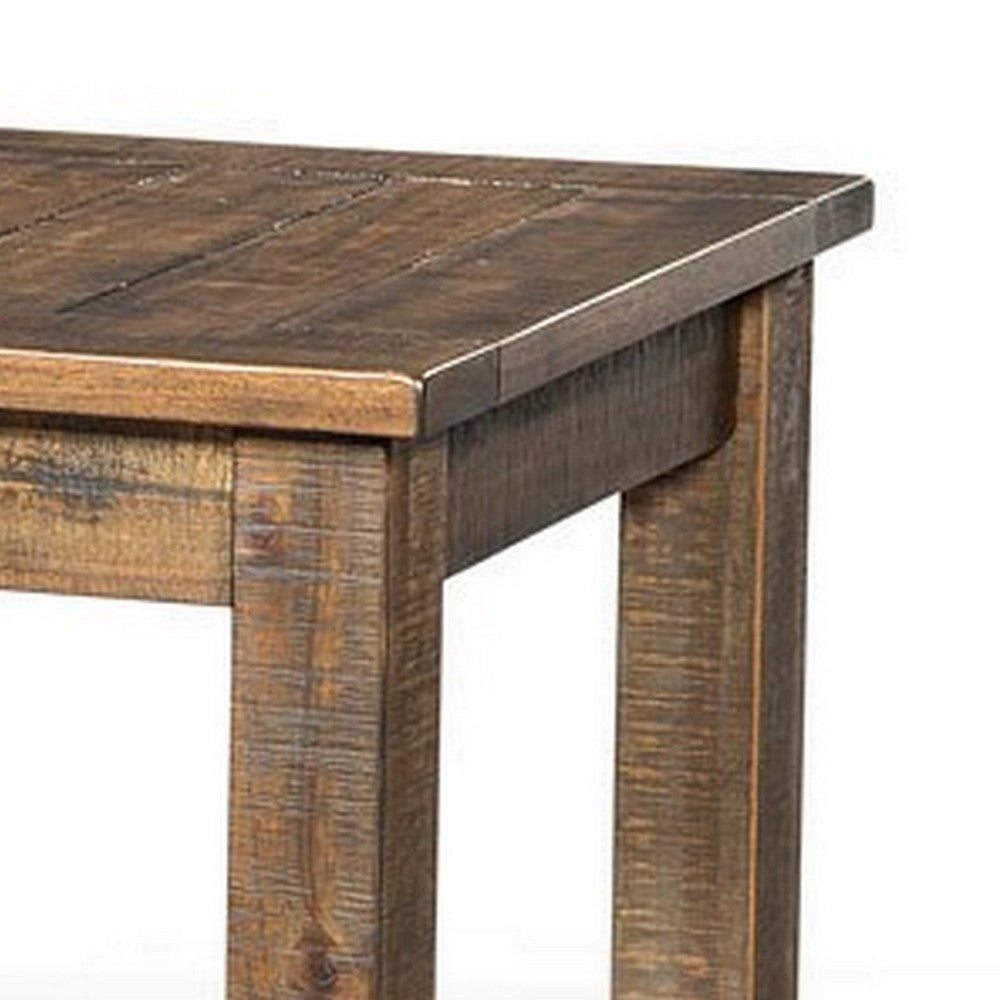 Benjara Flint Side End Table, Dark Brown Mahogany Wood Frame, 22 Inch Square