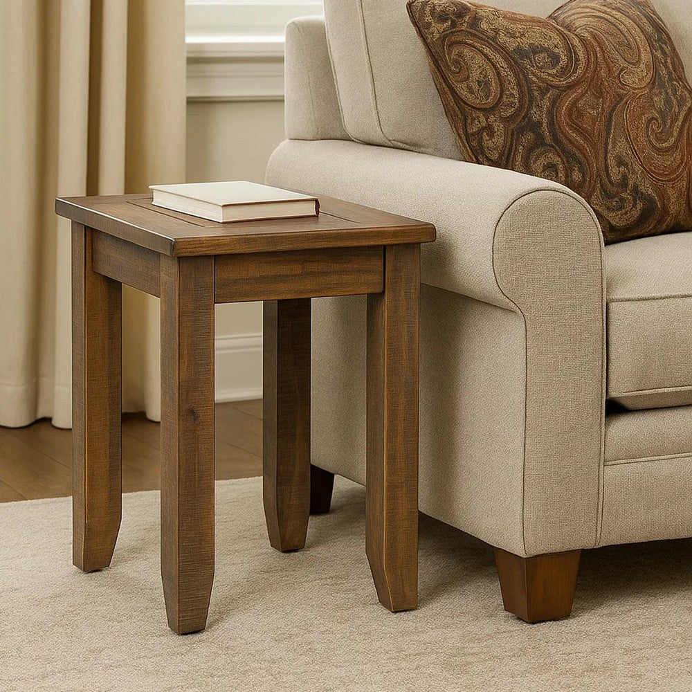 Benjara Flint Side End Table, Dark Brown Mahogany Wood Frame, 22 Inch Square