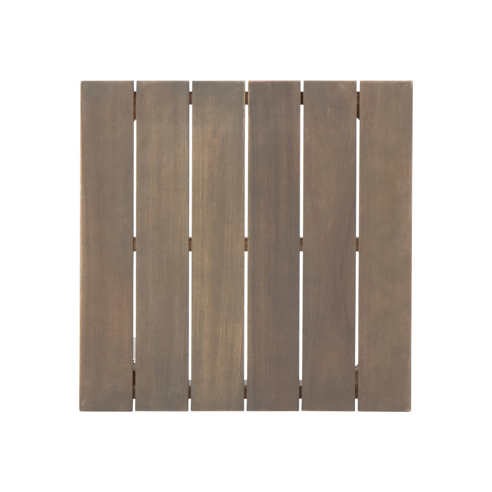 Benjara Elin Side End Table, 20 Inch Slatted Square Top, Brown Acacia Wood