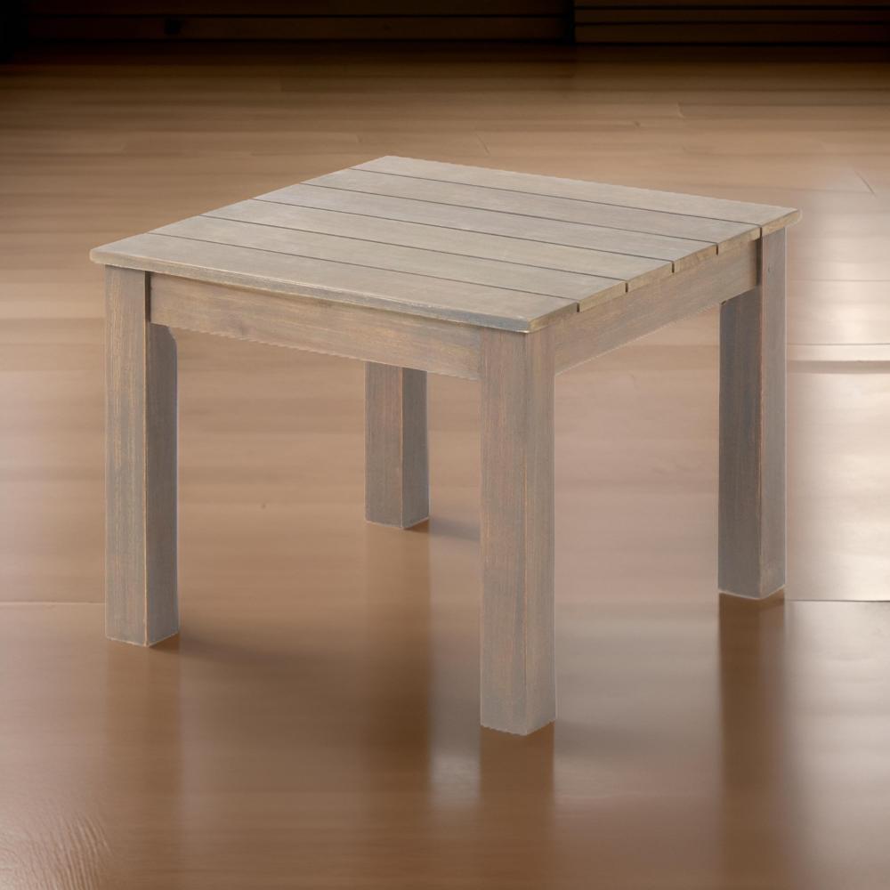 Benjara Elin Side End Table, 20 Inch Slatted Square Top, Brown Acacia Wood