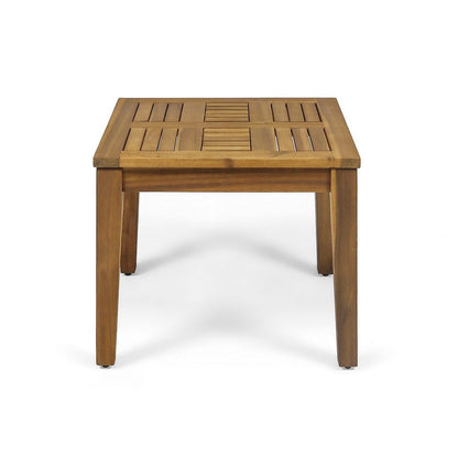 Benjara Bops Outdoor Side End Table, 20 Inch Square, Natural Brown Acacia Wood