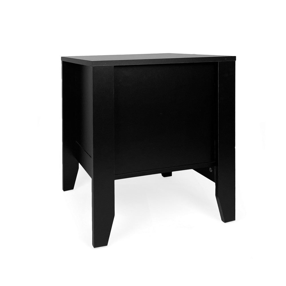 Benjara Crown Bedside Nightstand, 21 Inch, 1 Drawer And Open Shelf, Black MDF
