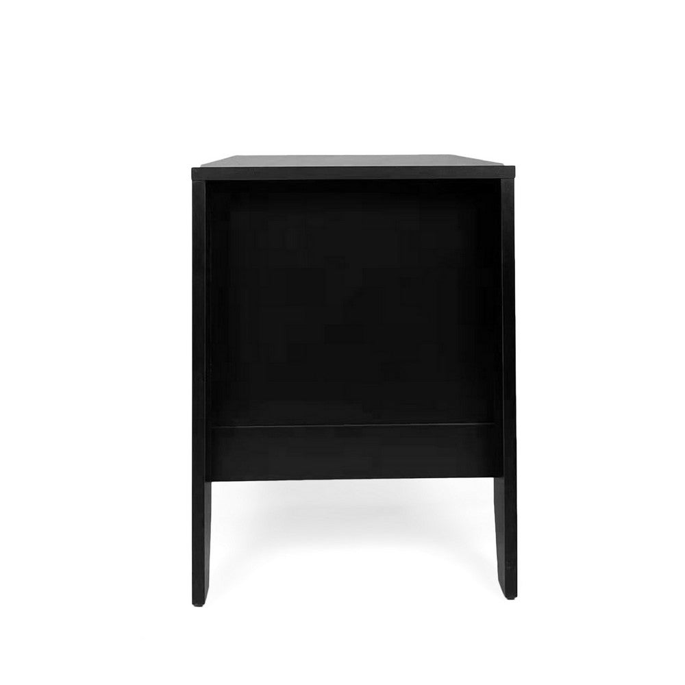 Benjara Crown Bedside Nightstand, 21 Inch, 1 Drawer And Open Shelf, Black MDF
