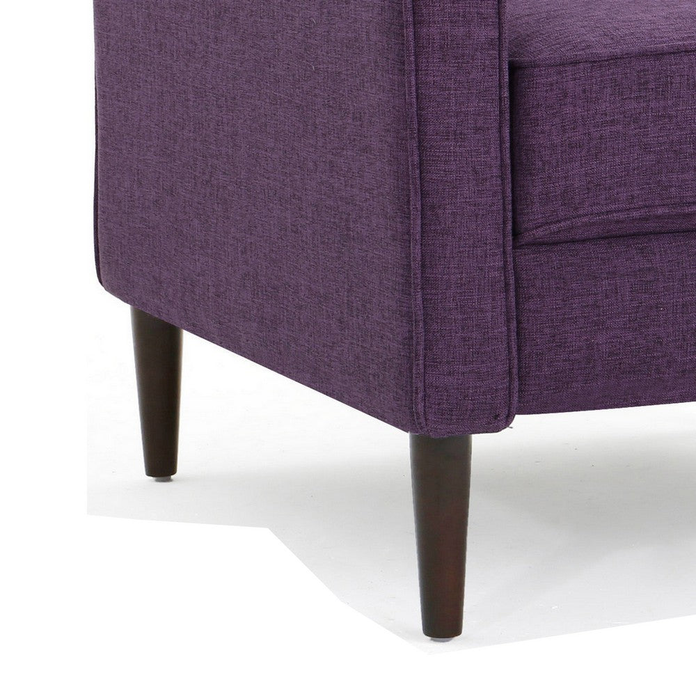 Benjara Dupe Manual Reclining Chair, Button Tufted Design, Purple Polyester