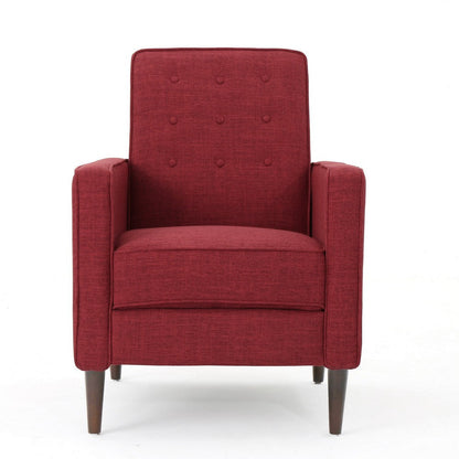 Benjara Dupe Manual Reclining Chair, Button Tufted Design, Red Polyester