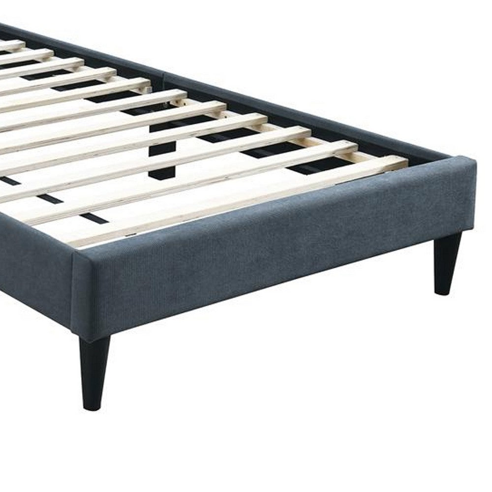Benjara Lilian Twin Bed, Soft Biscuit Tufted Charcoal Gray Linen Upholstery