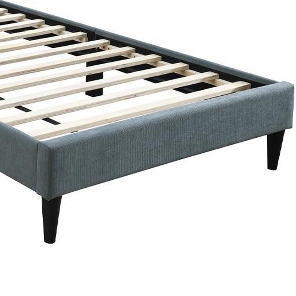 Benjara Lilian Twin Bed, Tufted Gray Linen Upholstery, Biscuit Tufted Stitch