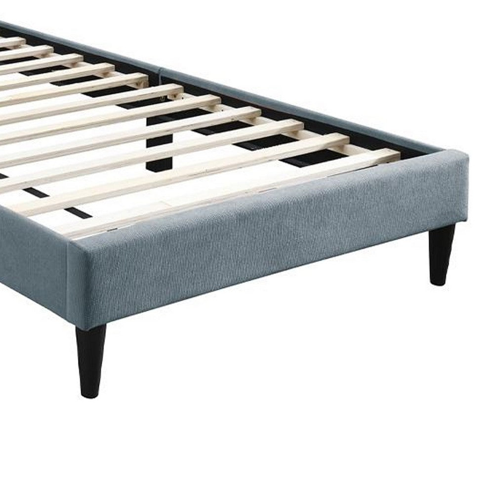 Benjara Lilian Twin Bed, Soft Channel Tufted Light Gray Linen Upholstery