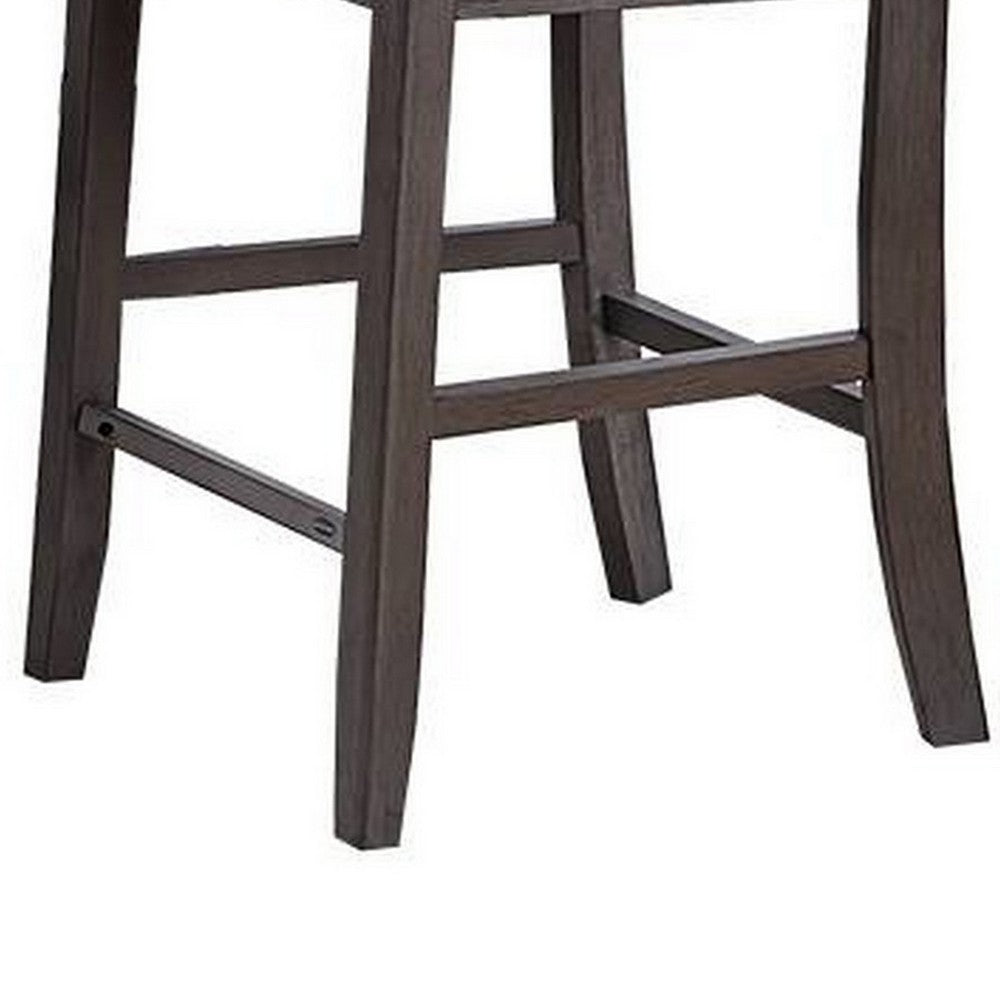 Benjara Raha Counter Height Chairs, Set of 2, Nailhead Trim, Open Square Back, Dark Gray