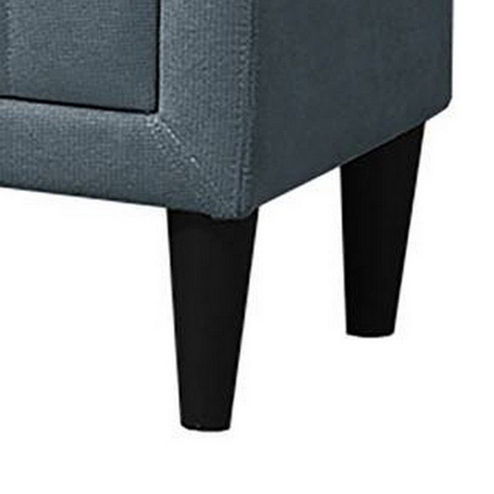 Benjara Rheo Nightstand, 2 Drawer, 22 Inch Slate Gray Brushed Linen Upholstery
