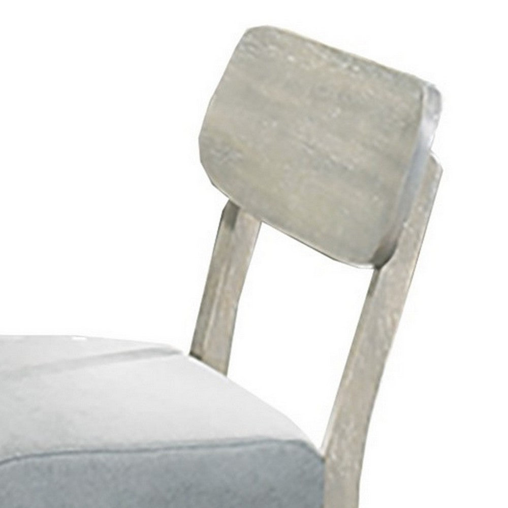 Benjara Romy Dining Chairs, Set of 2, Open Back, Natural Wood Grain, Gray Fabric