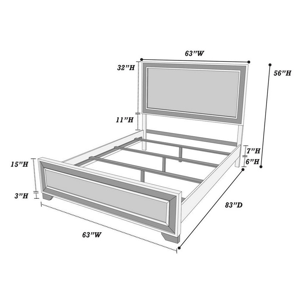 Benjara Modern Queen Size Bed w Tall Panel Headboard, Rustic Brown Wood