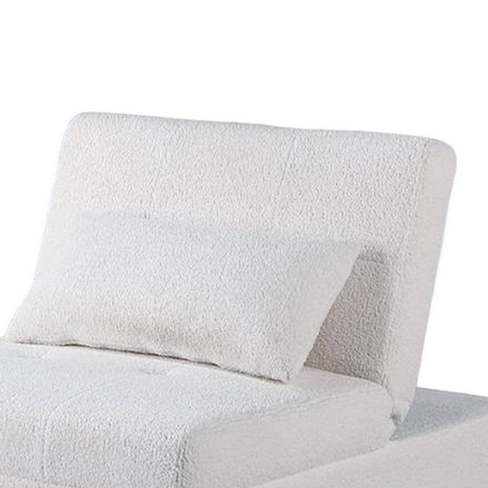 Benjara Jiya Convertible Sofa Chair to Single Bed, White Fabric, 76 Inch
