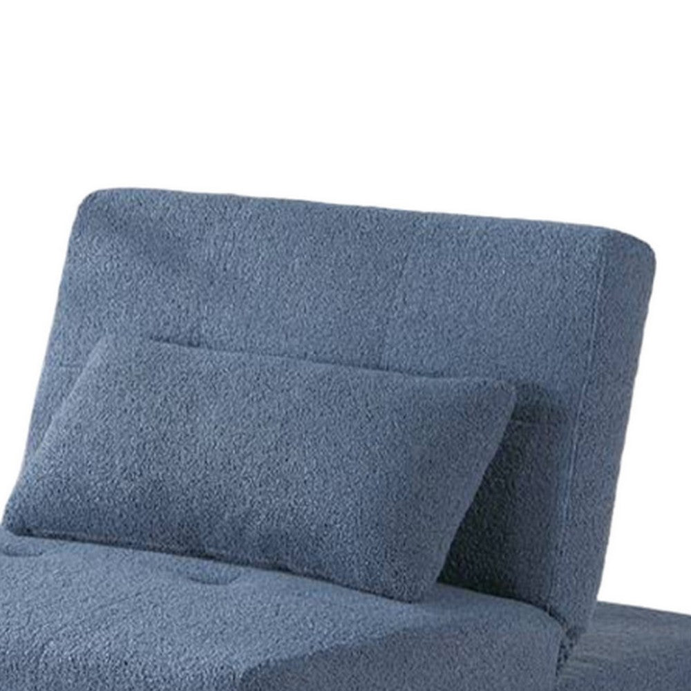 Benjara Jiya Convertible Sofa Chair to Single Bed, Blue Fabric, 76 Inch
