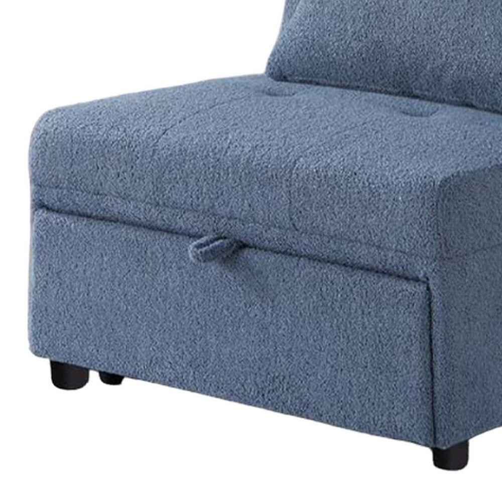 Benjara Jiya Convertible Sofa Chair to Single Bed, Blue Fabric, 76 Inch
