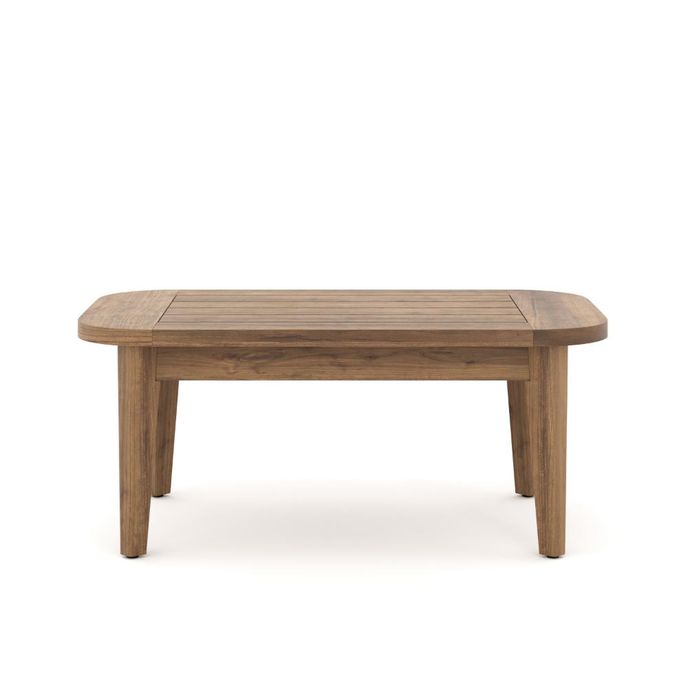 Benjara Nea Outdoor Coffee Table, 38 Inch Rectangular Natural Brown Wood Top