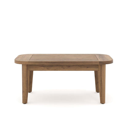 Benjara Nea Outdoor Coffee Table, 38 Inch Rectangular Natural Brown Wood Top