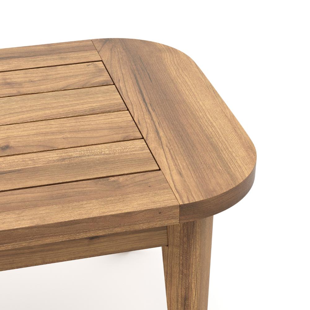 Benjara Nea Outdoor Coffee Table, 38 Inch Rectangular Natural Brown Wood Top