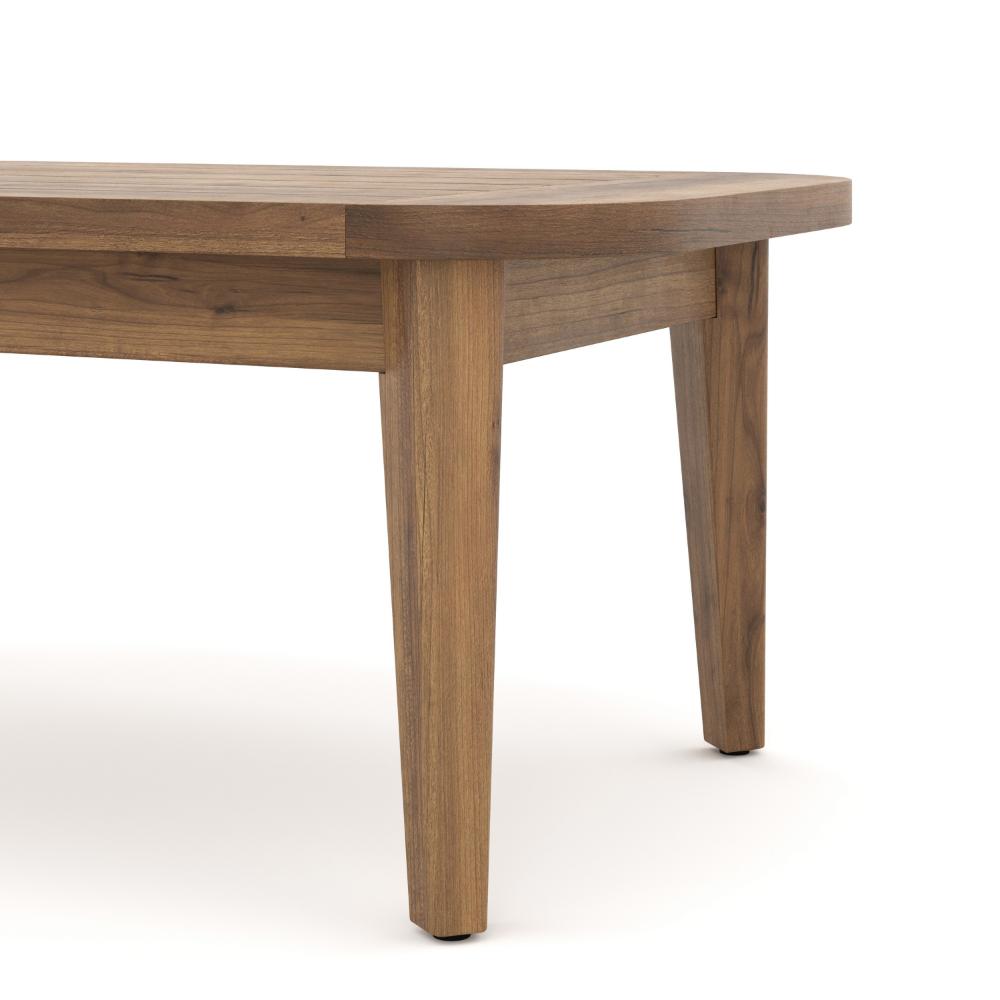 Benjara Nea Outdoor Coffee Table, 38 Inch Rectangular Natural Brown Wood Top