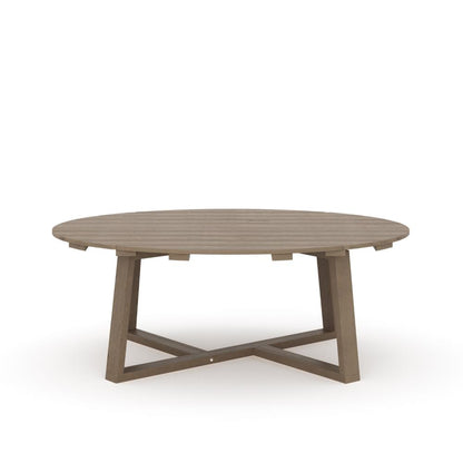 Benjara Azy Outdoor Coffee Table, 45 Inch Oval Natural Brown Solid Wood Top