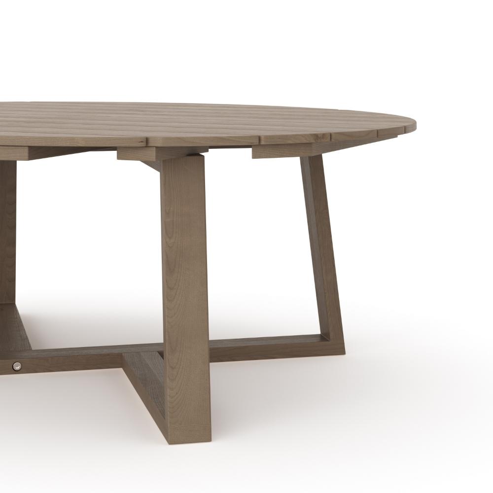 Benjara Azy Outdoor Coffee Table, 45 Inch Oval Natural Brown Solid Wood Top
