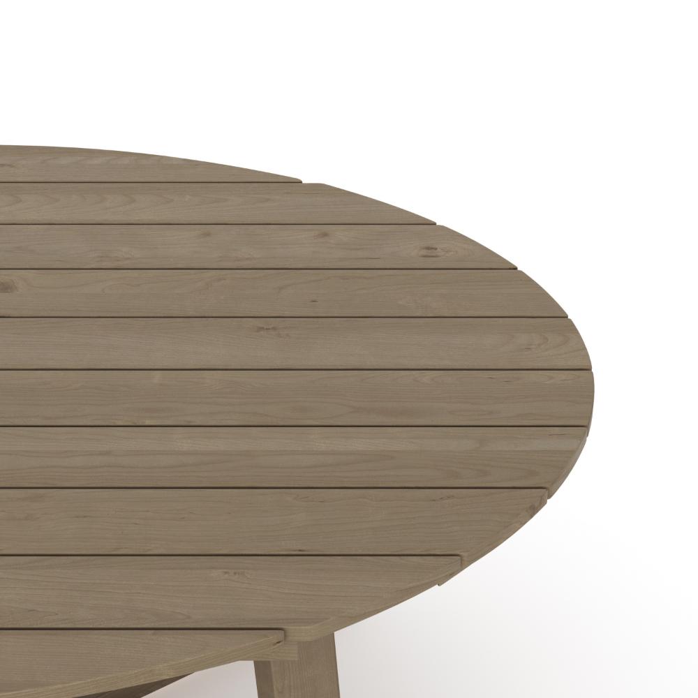 Benjara Azy Outdoor Coffee Table, 45 Inch Oval Natural Brown Solid Wood Top