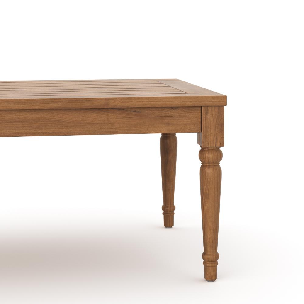Benjara Pena Outdoor Coffee Table, 47 Inch Rectangular Slat Brown Acacia Wood