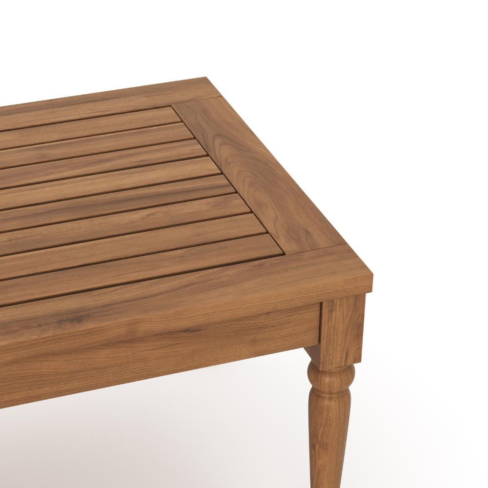 Benjara Pena Outdoor Coffee Table, 47 Inch Rectangular Slat Brown Acacia Wood