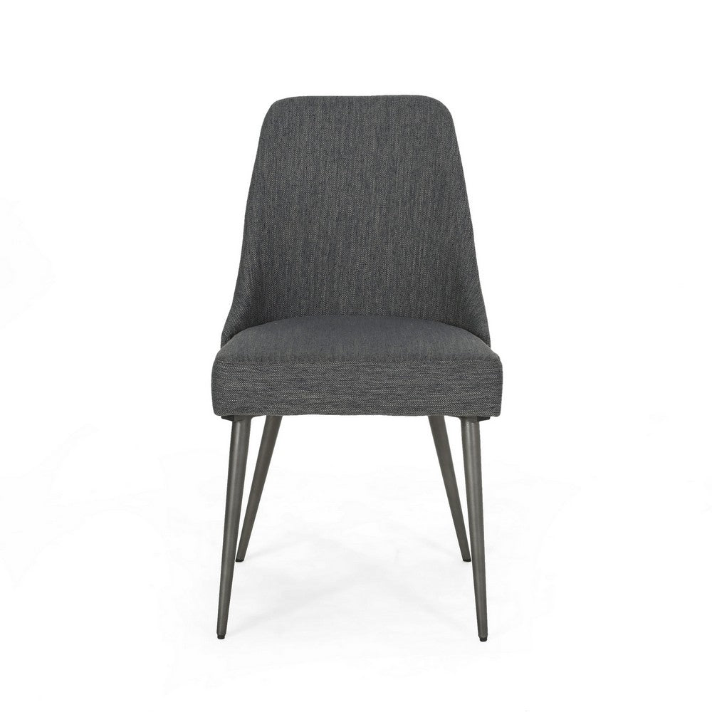 Benjara Dining Side Chair Set of 2, Smooth Textured Gray Fabric Armless Design