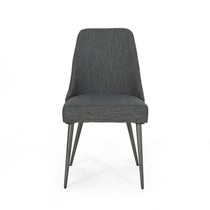 Benjara Dining Side Chair Set of 2, Smooth Textured Gray Fabric Armless Design