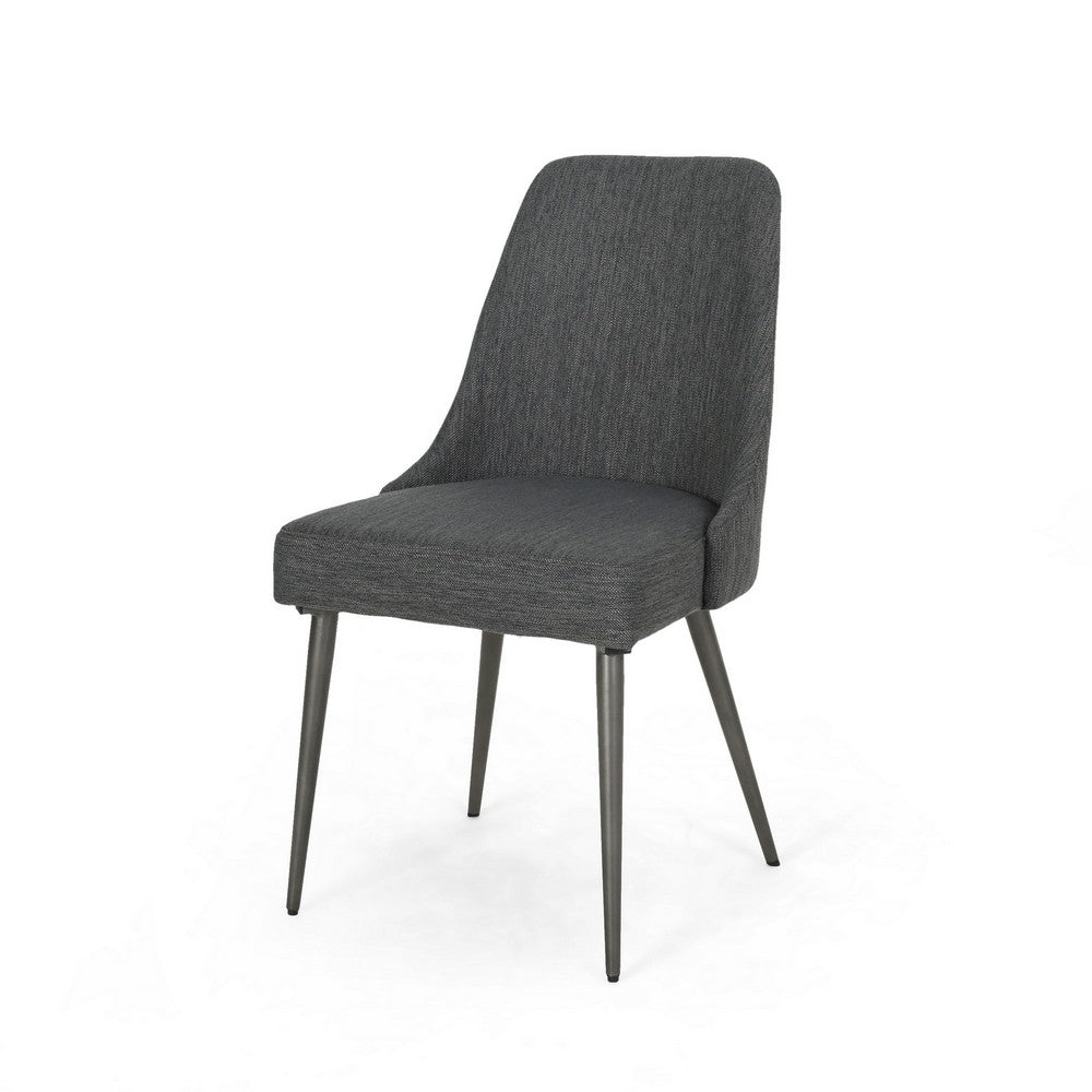 Benjara Dining Side Chair Set of 2, Smooth Textured Gray Fabric Armless Design