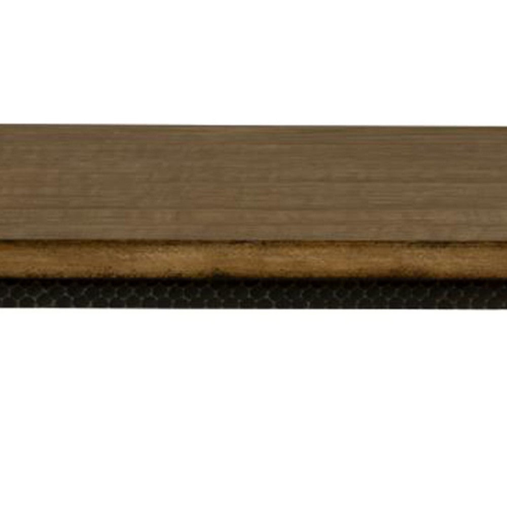 Benjara Lemy Coffee Table, 48 Inch Rectangular Brown Top, Black Metal Frame