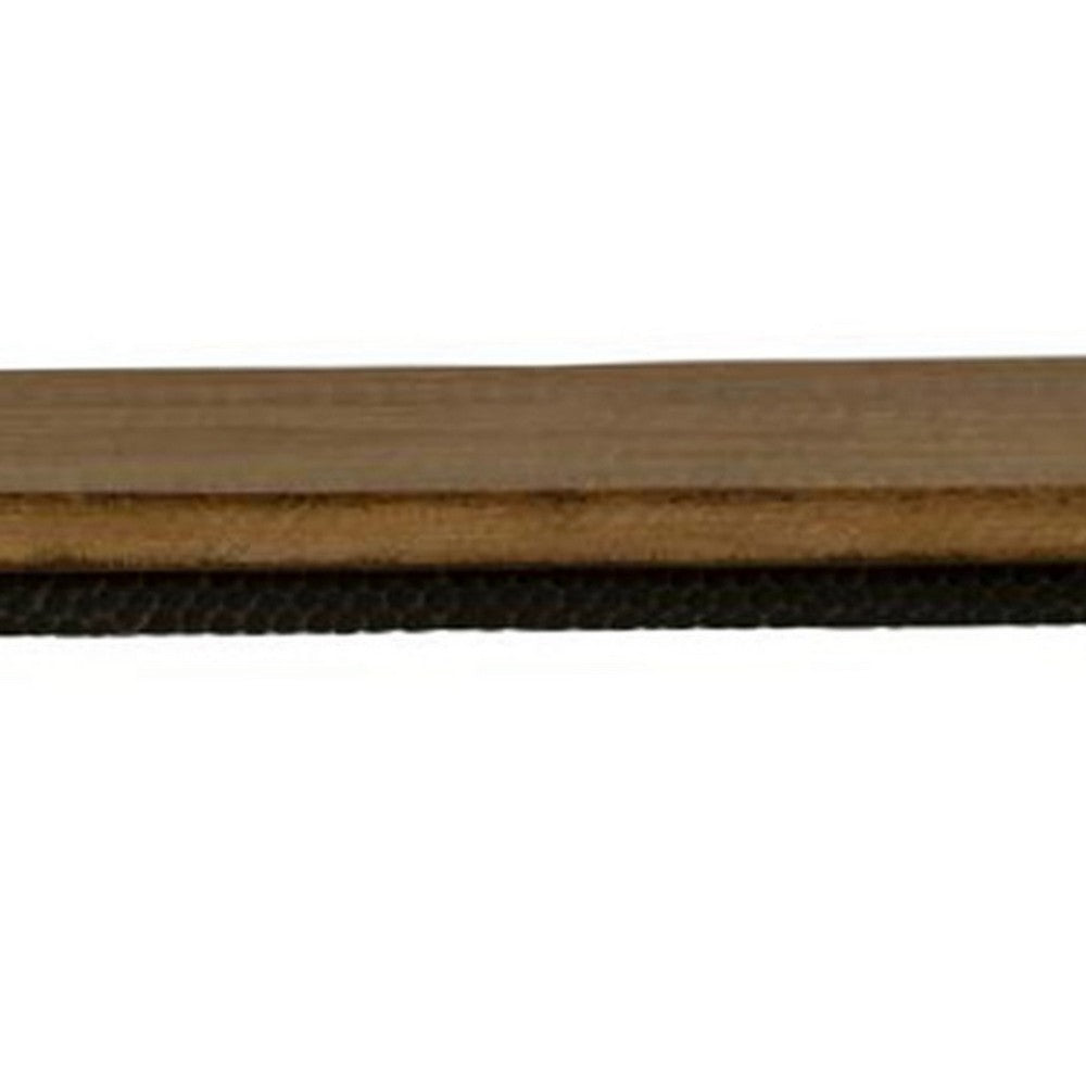 Benjara Lemy Sofa Console Table, 62 Inch Rectangular Brown Top, Black Frame