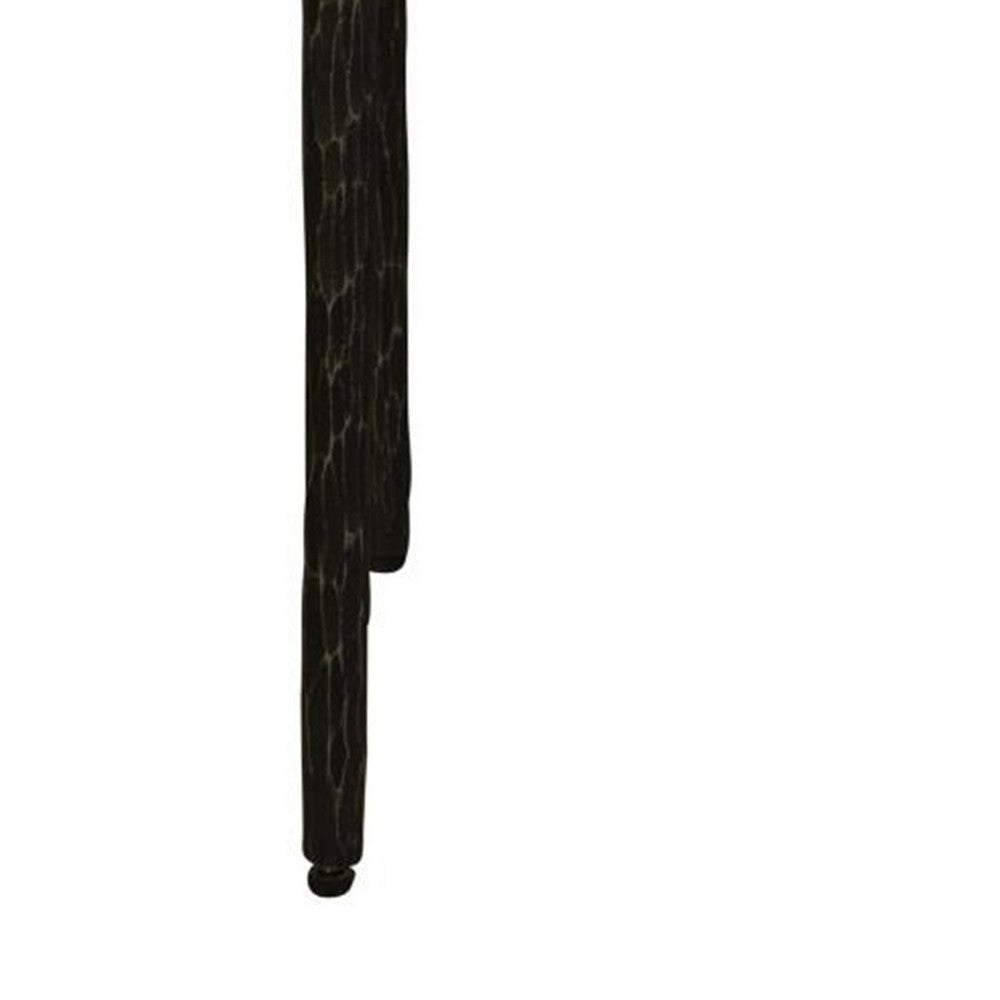 Benjara Lemy Side End Table, 22 Inch Rustic Round Brown Top, Black Metal Legs