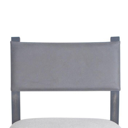 Benjara Liom Dining Side Chair Set of 2, Ash Gray Fabric, Blackwash Frame