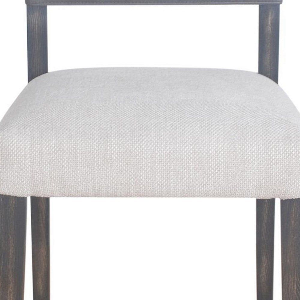 Benjara Liom Dining Side Chair Set of 2, Ash Gray Fabric, Blackwash Frame