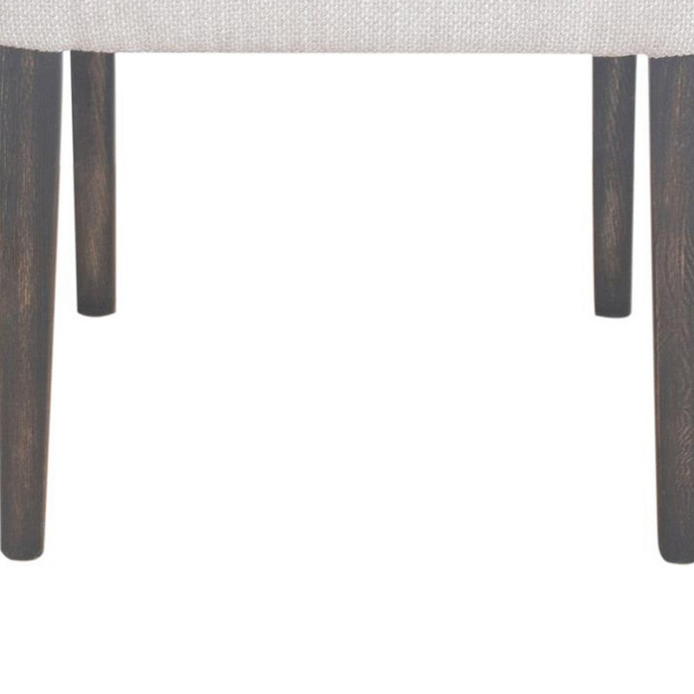 Benjara Liom Dining Side Chair Set of 2, Ash Gray Fabric, Blackwash Frame