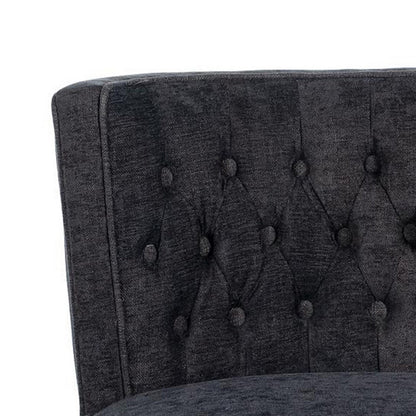 Benjara Cly Dining Side Chair Set of 2, Dark Gray, Natural Brown Solid Wood