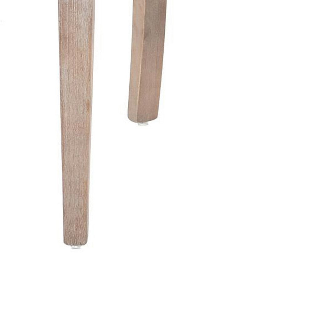 Benjara Cly Dining Side Chair Set of 2, Dark Gray, Natural Brown Solid Wood