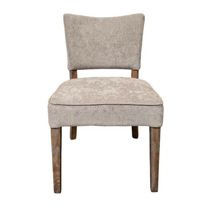 Benjara Rea Dining Side Chair Set of 2, Taupe, Classic Graywash Solid Wood