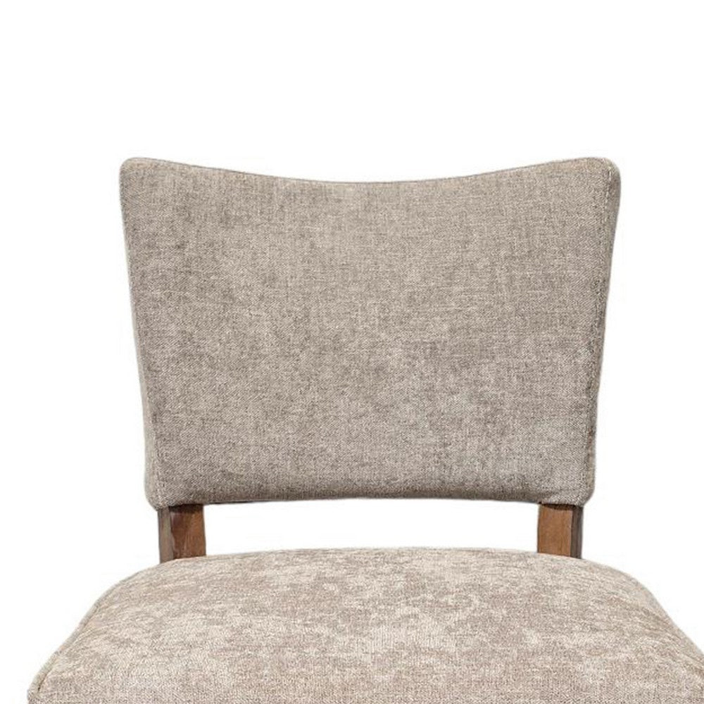 Benjara Rea Dining Side Chair Set of 2, Taupe, Classic Graywash Solid Wood