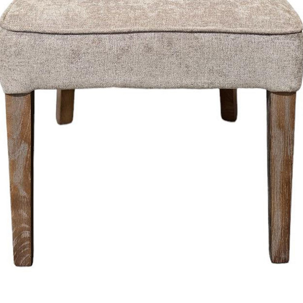 Benjara Rea Dining Side Chair Set of 2, Taupe, Classic Graywash Solid Wood