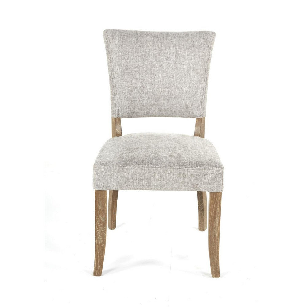Benjara Ryna Dining Side Chair Set of 2, Gray, Washed Oak Brown Solid Wood
