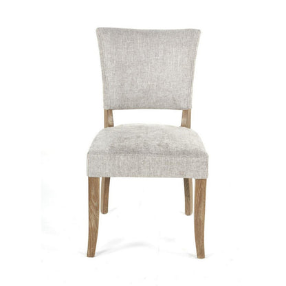 Benjara Ryna Dining Side Chair Set of 2, Gray, Washed Oak Brown Solid Wood