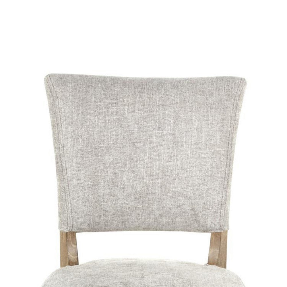 Benjara Ryna Dining Side Chair Set of 2, Gray, Washed Oak Brown Solid Wood